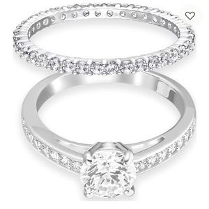Attract ring
Set (2), Round cut, Pavé, White, Rhodium plated